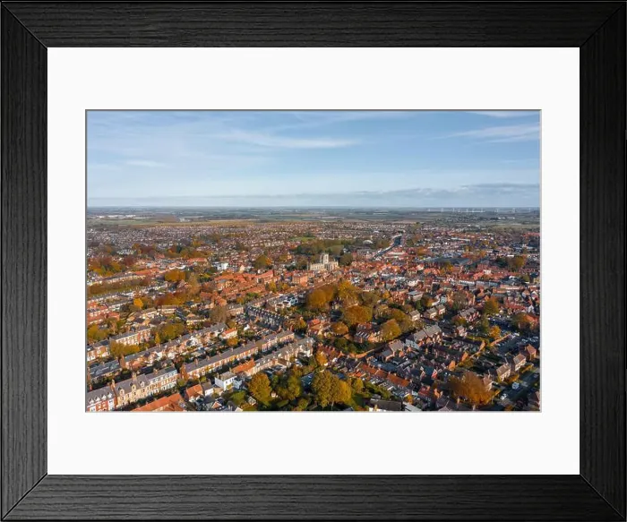 Framed Print : Aerial view of the small market town Beverley in East Yorkshire, UK - 2019 Framed Print : Aerial view of the small market town Beverley in East Yorkshire, UK - 2019