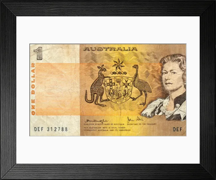 Framed Print : Australia One 1 Dollar Bank Note Framed Print : Australia One 1 Dollar Bank Note