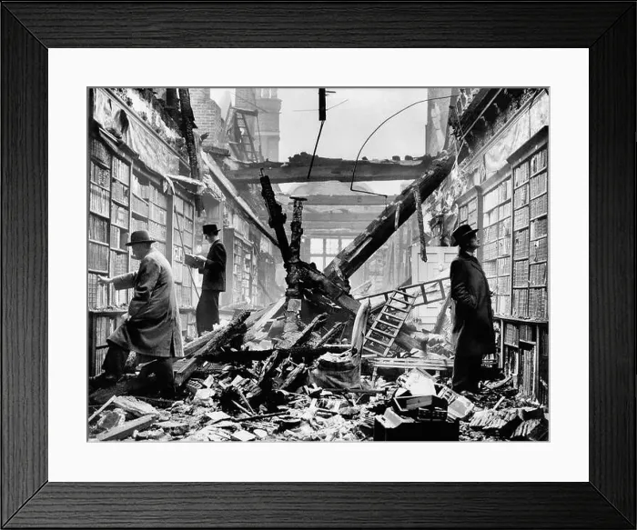 Framed Print : Holland House library after an air raid. London 1940 Framed Print : Holland House library after an air raid. London 1940