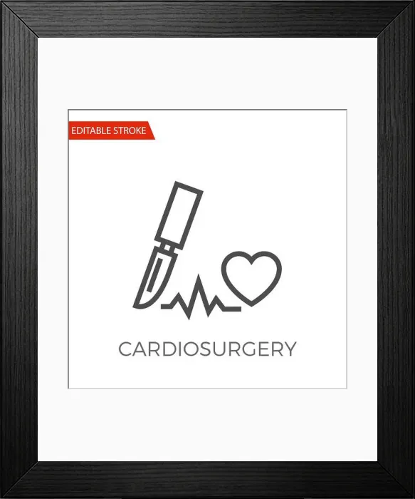 Framed Print : Cardio Surgery Thin Line Vector Icon Framed Print : Cardio Surgery Thin Line Vector Icon