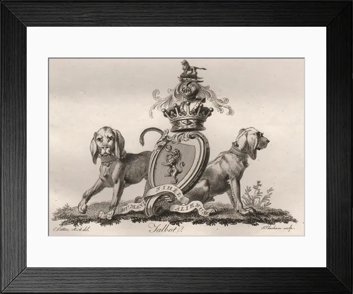 Framed Print : TALBOT: Coat of Arms. Heraldry, antique print 1790 Framed Print : TALBOT: Coat of Arms. Heraldry, antique print 1790