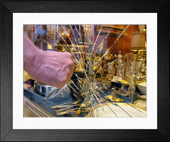 Framed Print : Smash and grab in antique shop Framed Print : Smash and grab in antique shop
