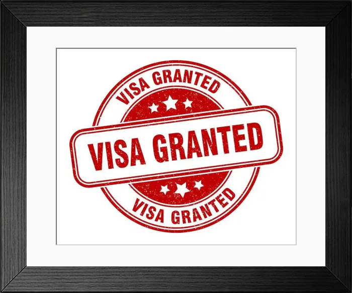 Framed Print : visa granted stamp. visa granted sign. round grunge label Framed Print : visa granted stamp. visa granted sign. round grunge label