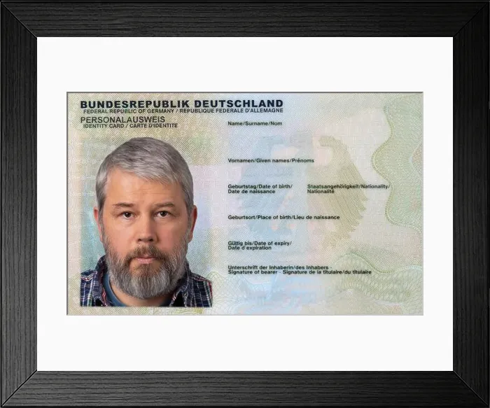 Framed Print : Identity card of the Federal Republic of Germany, without inscription Framed Print : Identity card of the Federal Republic of Germany, without inscription
