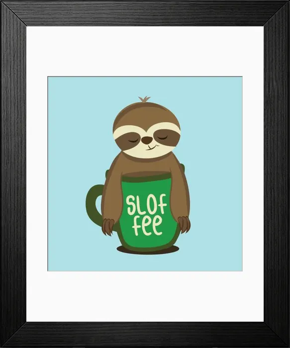 Framed Print : Sloffee - Cute Sloth relax in cup of coffee Framed Print : Sloffee - Cute Sloth relax in cup of coffee