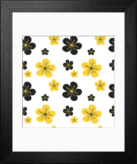 Framed Print : colorful black yellow flowers seamless vector pattern background illustration Framed Print : colorful black yellow flowers seamless vector pattern background illustration