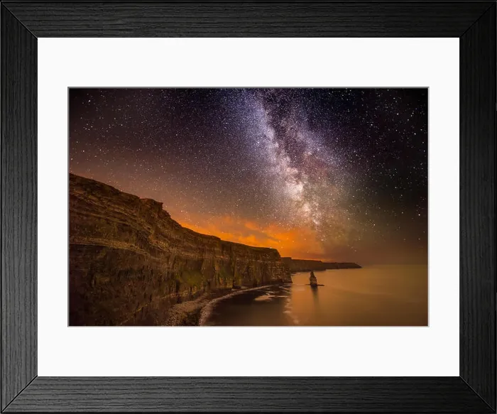 Framed Print : The Milky way visible over the Cliffs of Moher, Doolin, Clare, Ireland Framed Print : The Milky way visible over the Cliffs of Moher, Doolin, Clare, Ireland