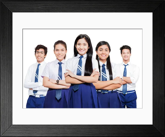 Framed Print : Indian Group Teenagers School Students Friends Arms Crossed Standing Together