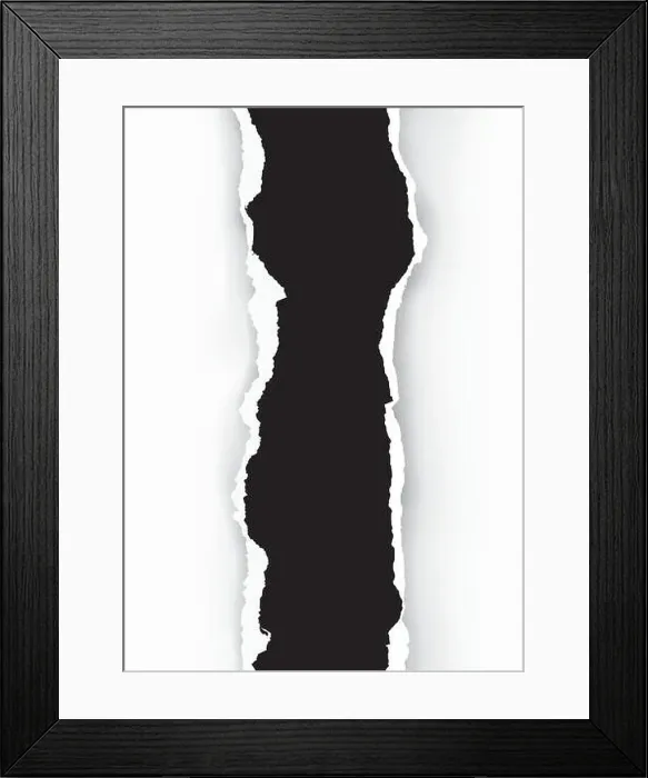 Framed Print : Black Ripped paper stripe. llustration of black torn paper with white place for your image or text Framed Print : Black Ripped paper stripe. llustration of black torn paper with white place for your image or text