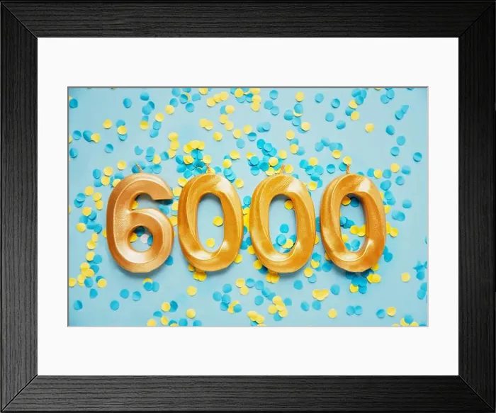 Framed Print : 6000 six thousand followers card Framed Print : 6000 six thousand followers card