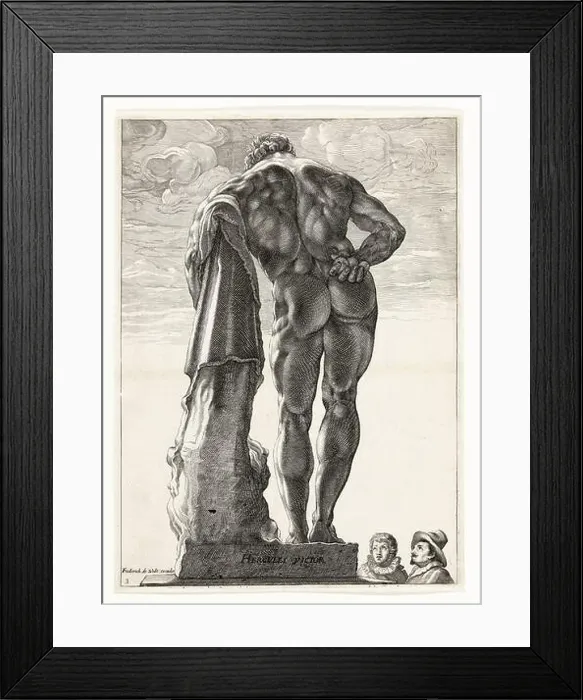Framed Print : Farnesian Hercules, engraving in copperplate by Hendrik Goltzius, circa 1592 Framed Print : Farnesian Hercules, engraving in copperplate by Hendrik Goltzius, circa 1592