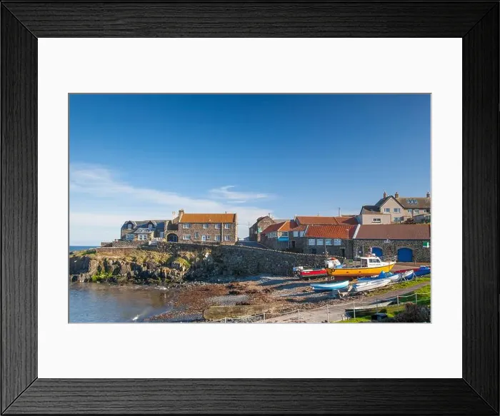 Framed Print : Fishing boats on the shore at Craster harbour, Northumberland UK Framed Print : Fishing boats on the shore at Craster harbour, Northumberland UK