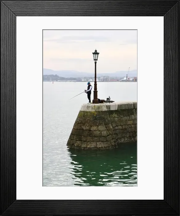 Framed Print : Fisherman using rod Framed Print : Fisherman using rod