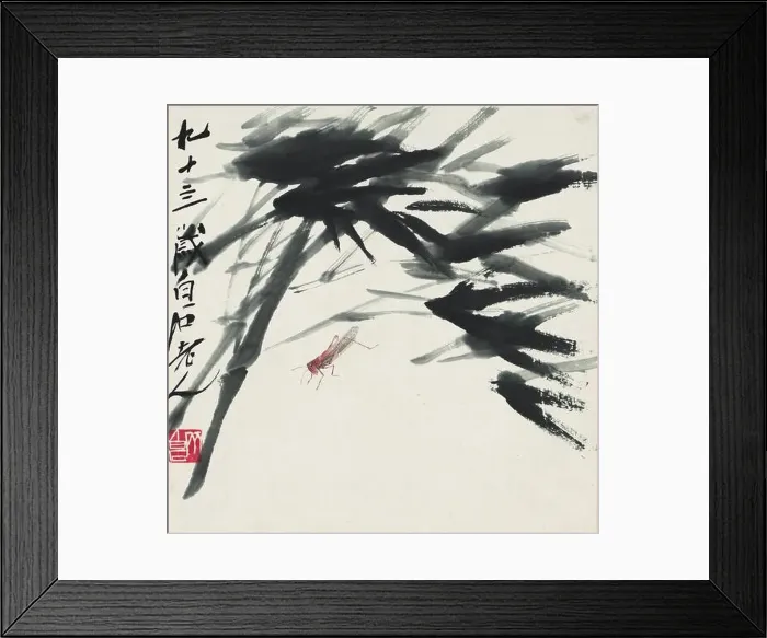 Framed Print : Qi Baishi Ink Painting of Flowers and Birds