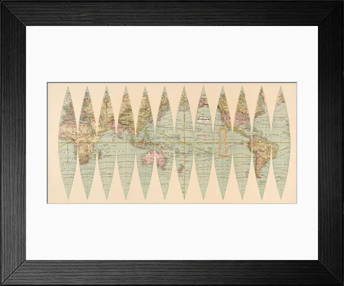 Framed Print : Global gores published by Rand Framed Print : Global gores published by Rand