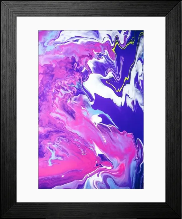 Framed Print : Acrylic paint liquid in trend purple and blue color mix background Framed Print : Acrylic paint liquid in trend purple and blue color mix background