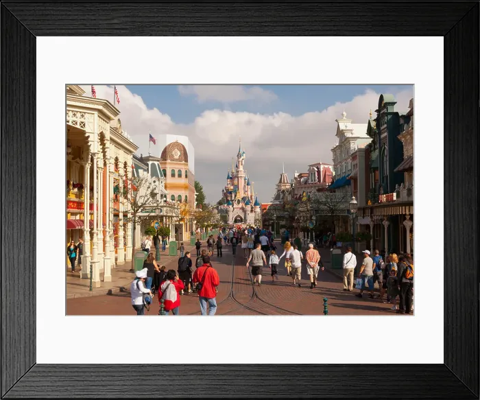 Framed Print : People in the Main Street USA at Disneyland Paris in France Framed Print : People in the Main Street USA at Disneyland Paris in France