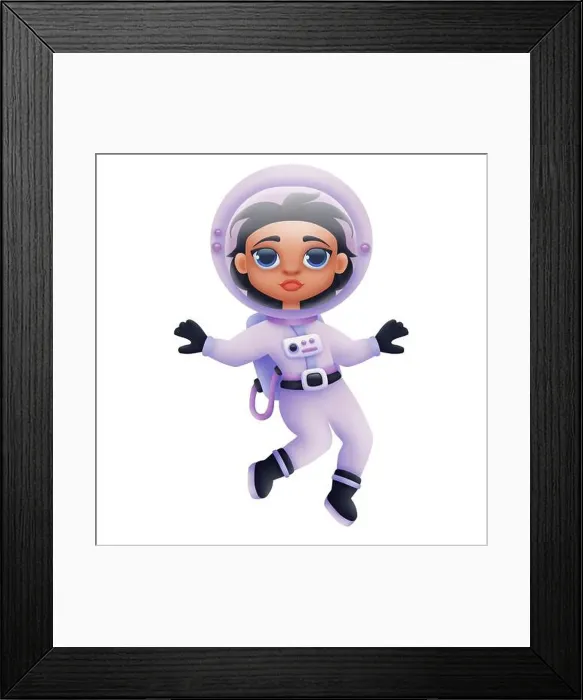 Framed Print : Woman astronaut isolated on white background. Digital illustration Framed Print : Woman astronaut isolated on white background. Digital illustration