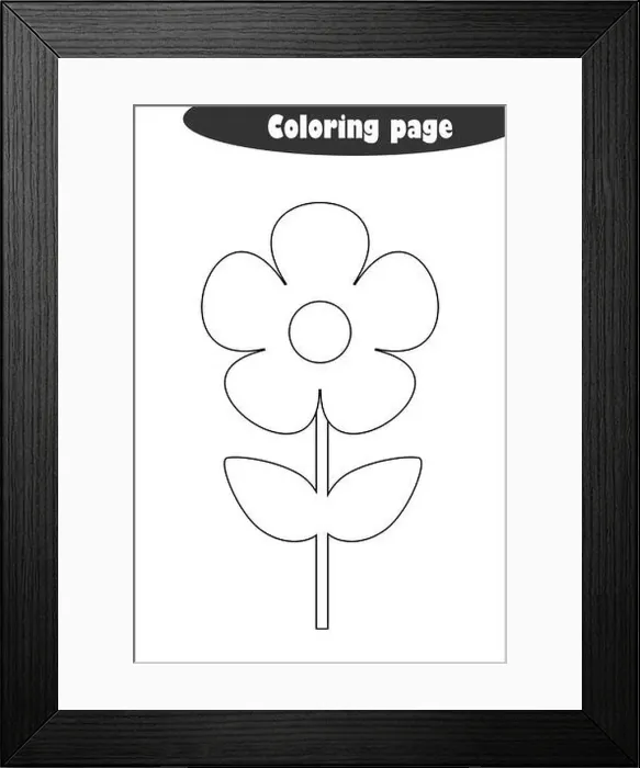 Framed Print : Flower in cartoon style, coloring page Framed Print : Flower in cartoon style, coloring page