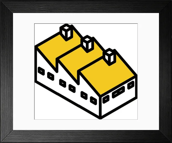 Framed Print : Simple isometric illustration of a factory, manufacturing, logistics, distribution, etc