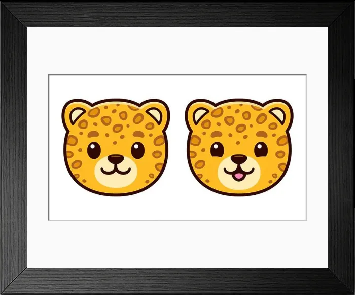 Framed Print : Cute cartoon leopard face icon. Kawaii baby leopard smiling, vector clip art illustration Framed Print : Cute cartoon leopard face icon. Kawaii baby leopard smiling, vector clip art illustration