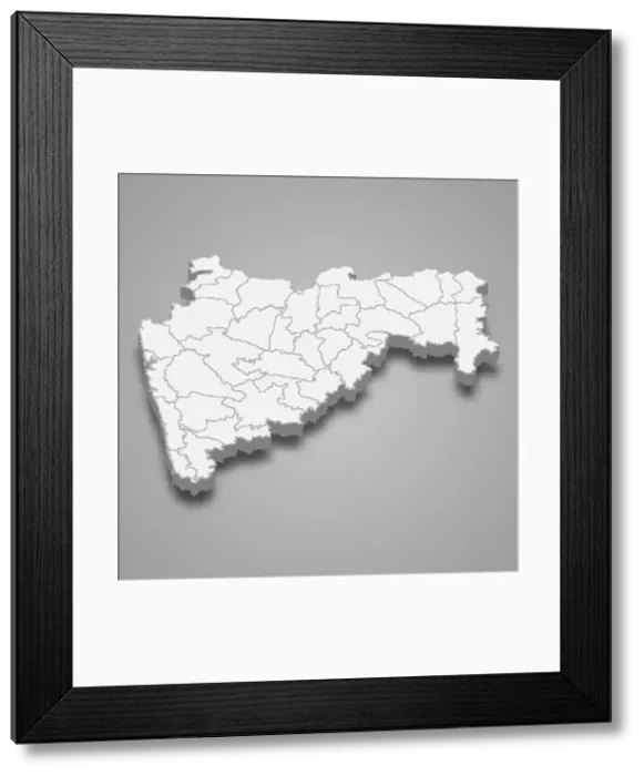 Framed Print : 3d map of Maharashtra is a state of India Framed Print : 3d map of Maharashtra is a state of India