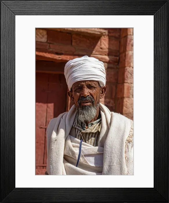 Framed Print : portrait of a priest at the rock hewn Abreha we Atsbeha church in Tigray, Ethiopia Framed Print : portrait of a priest at the rock hewn Abreha we Atsbeha church in Tigray, Ethiopia