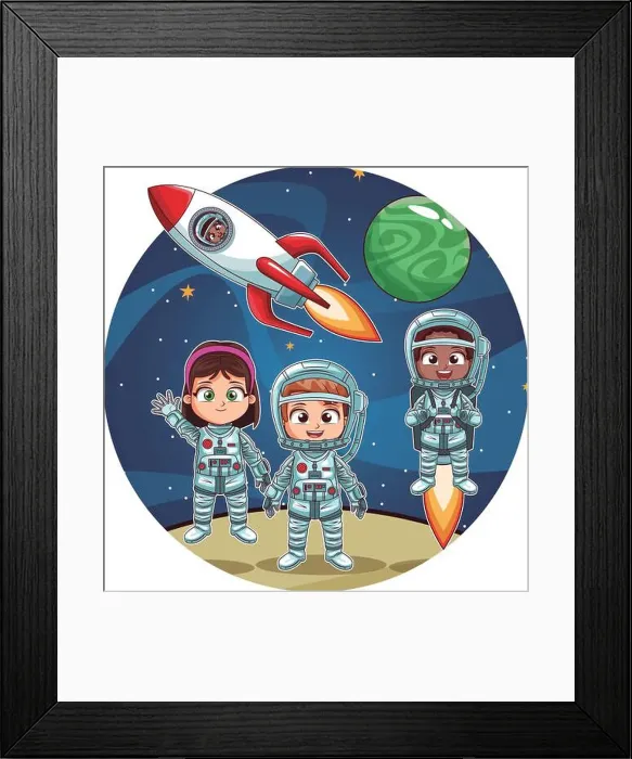 Framed Print : Happy astronaut kids Framed Print : Happy astronaut kids