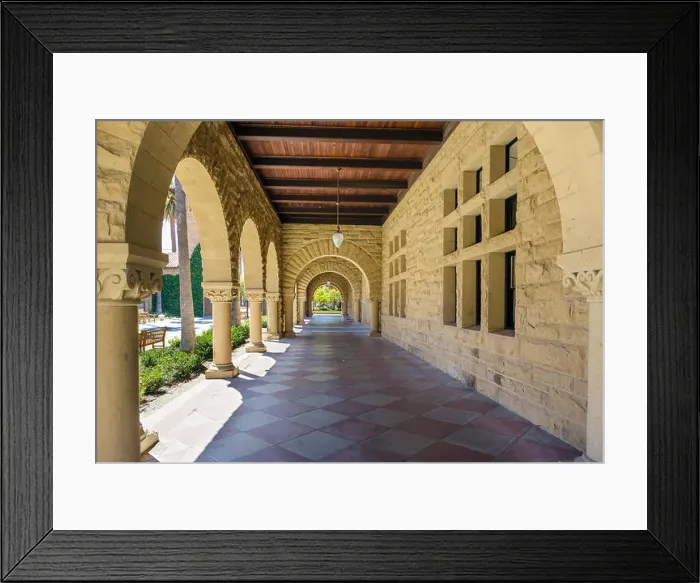 Framed Print : Gallery around the outside of the Main Quad, Stanford University, Palo Alto, California, USA Framed Print : Gallery around the outside of the Main Quad, Stanford University, Palo Alto, California, USA