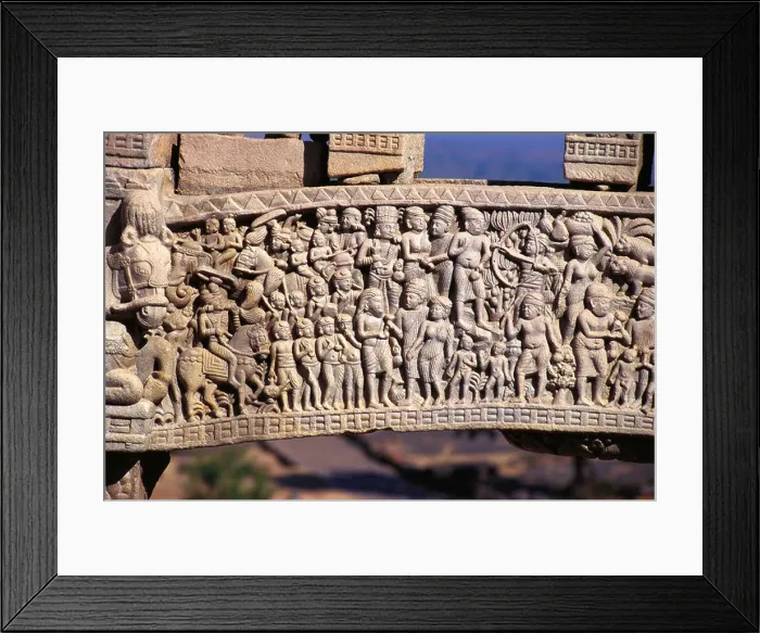 Framed Print : Carved stories of King Ashoka on gate of Sanchi stupa ; Madhya Pradesh ; India ; Asia ; Indian ; Asian Framed Print : Carved stories of King Ashoka on gate of Sanchi stupa ; Madhya Pradesh ; India ; Asia ; Indian ; Asian