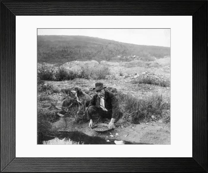 Framed Print : Gold panning, 1916 Framed Print : Gold panning, 1916