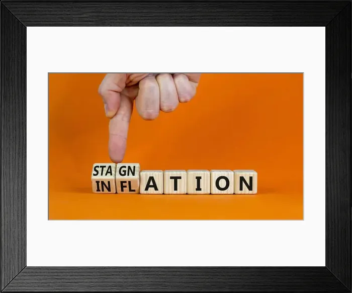 Framed Print : Inflation and stagnation symbol Framed Print : Inflation and stagnation symbol