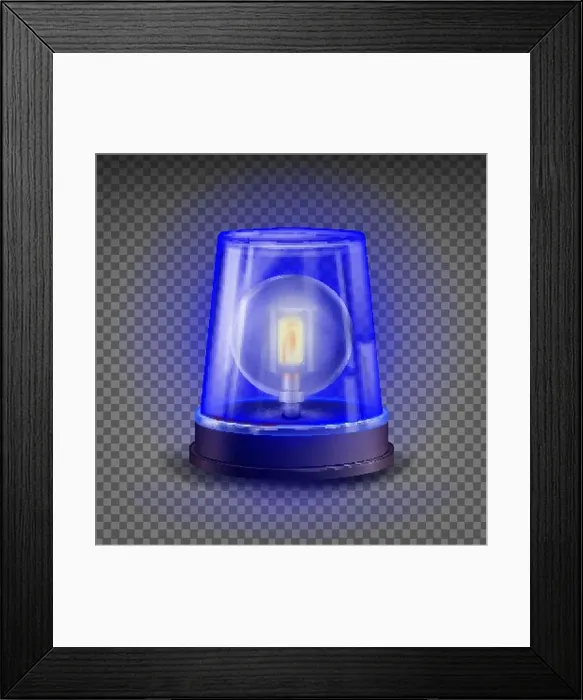 Framed Print : Blue Flasher Siren Vector. 3D Realistic Object Framed Print : Blue Flasher Siren Vector. 3D Realistic Object
