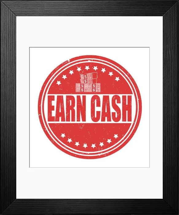 Framed Print : Earn Cash sign or stamp on white background, vector illustration Framed Print : Earn Cash sign or stamp on white background, vector illustration