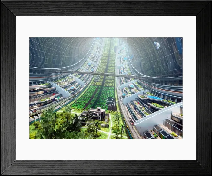 Framed Print : Artwork of the interior of a Stanford Torus Framed Print : Artwork of the interior of a Stanford Torus