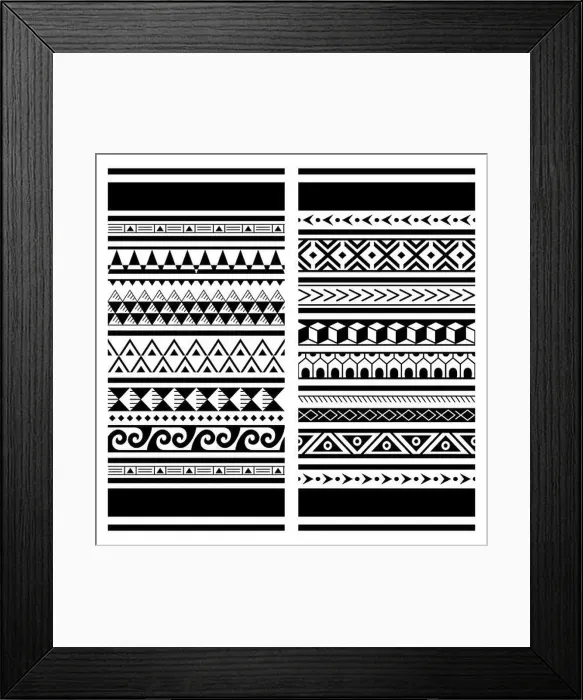 Framed Print : Polynesian Maori tattoo seamless vector pattern, Hawaiian tribal design - two geometric patterns set Framed Print : Polynesian Maori tattoo seamless vector pattern, Hawaiian tribal design - two geometric patterns set