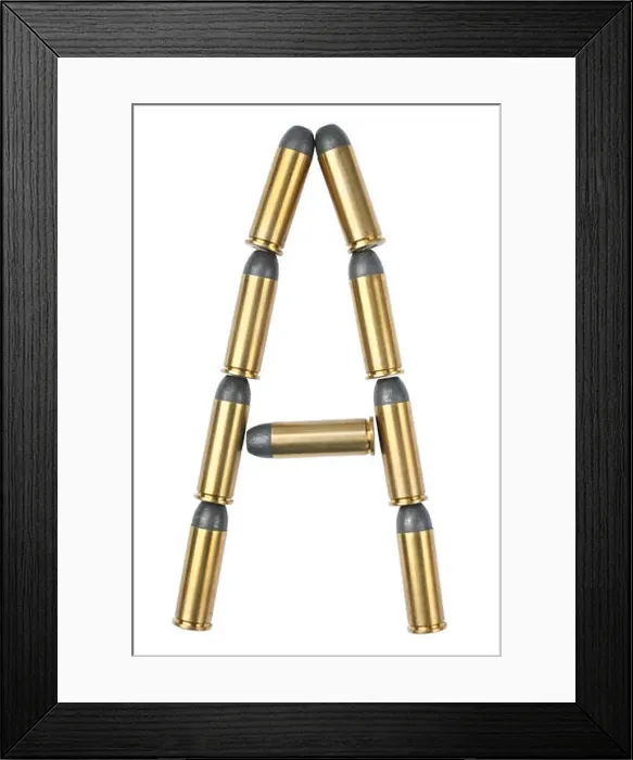 Framed Print : ammunition Alphabet, capital letter A Framed Print : ammunition Alphabet, capital letter A