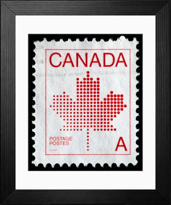 Framed Print : Maple leaf, postage stamp, Canada, 1981 Framed Print : Maple leaf, postage stamp, Canada, 1981