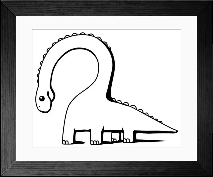 Framed Print : Dinosaur herbivore drawing, vector, horizontal line drawing, over white, isolated Framed Print : Dinosaur herbivore drawing, vector, horizontal line drawing, over white, isolated