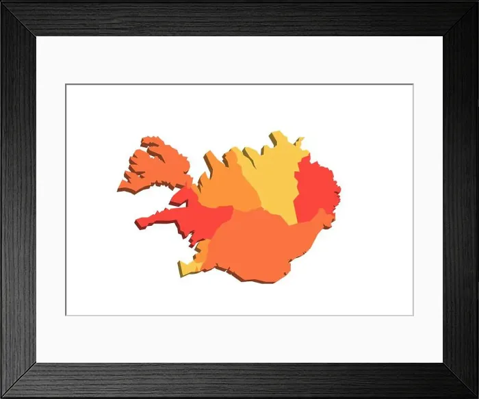Framed Print : Iceland political map of administrative divisions - regions. Map with labels Framed Print : Iceland political map of administrative divisions - regions. Map with labels