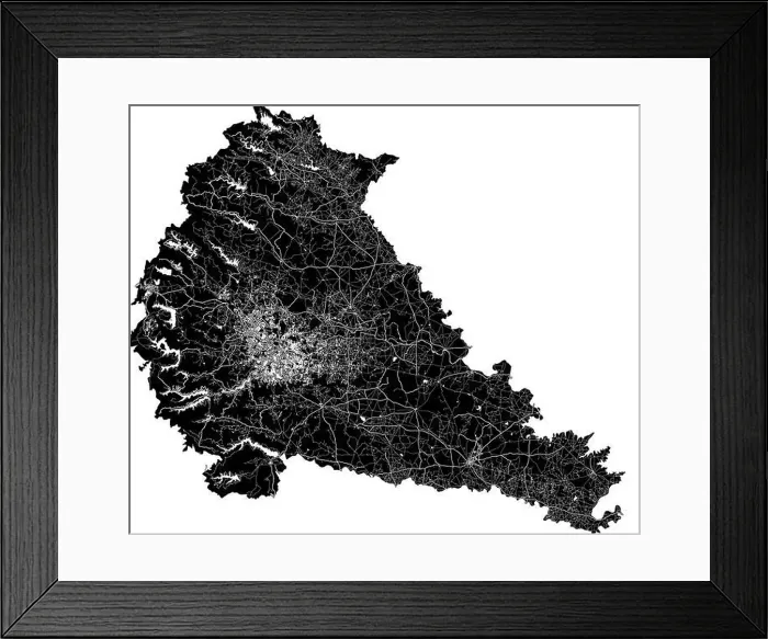 Framed Print : Pune, India, high resolution vector map with city boundaries Framed Print : Pune, India, high resolution vector map with city boundaries