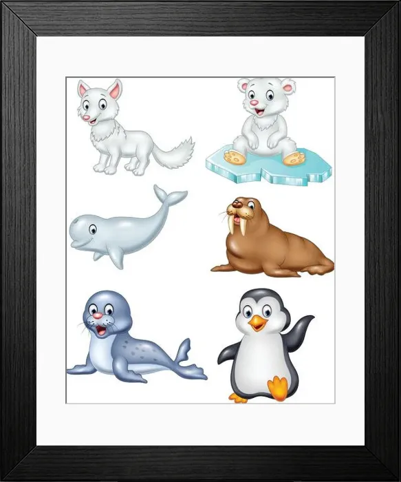 Framed Print : Cartoon arctic animals collection set Framed Print : Cartoon arctic animals collection set