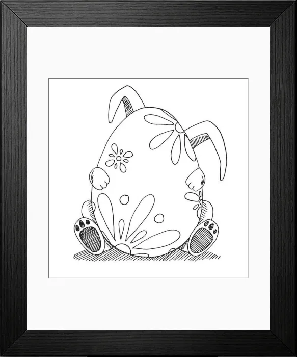 Framed Print : Sketch of Easter bunny and Easter egg. Vector. Happy easter Framed Print : Sketch of Easter bunny and Easter egg. Vector. Happy easter