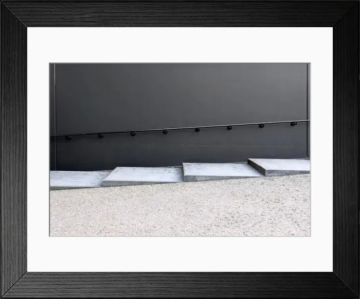 Framed Print : Gray concrete stairs with metal hand rail Framed Print : Gray concrete stairs with metal hand rail