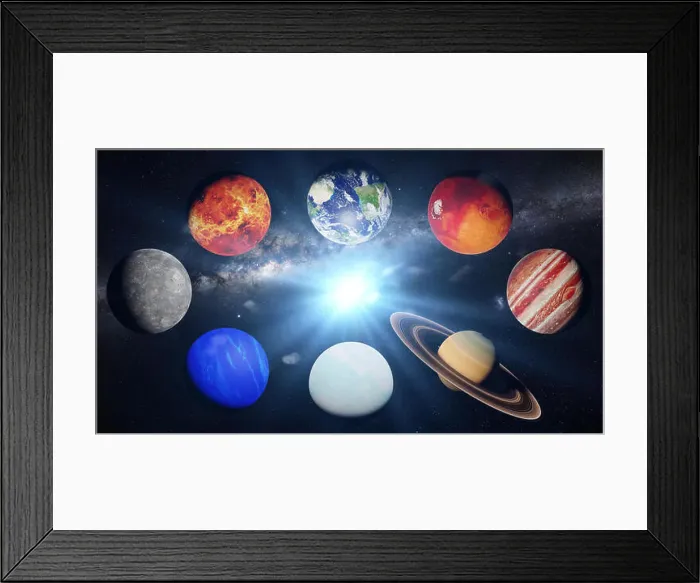 Framed Print : the planets of the solar system lit by the Sun Framed Print : the planets of the solar system lit by the Sun