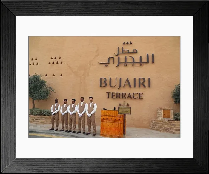 Framed Print : Parking staff at Bujairi Terrace in Riyadh Framed Print : Parking staff at Bujairi Terrace in Riyadh