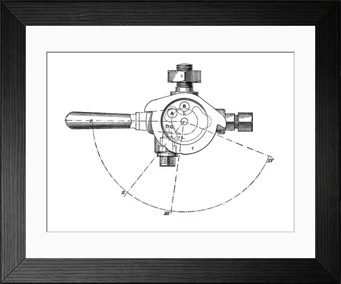 Framed Print : PLAN VIEW OF WESTINGHOUSE STEAM TRAIN BRAKE SYSTEM TRIPLE VALVE Framed Print : PLAN VIEW OF WESTINGHOUSE STEAM TRAIN BRAKE SYSTEM TRIPLE VALVE