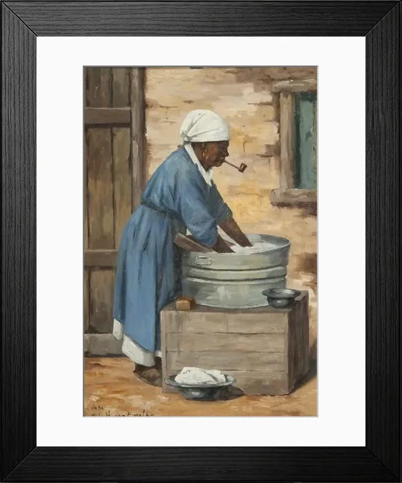 Framed Print : Negra com Cachimbo, Turbante Branco Lavando Roupa 1931 by Adrien Henri Vital van Emelen Framed Print : Negra com Cachimbo, Turbante Branco Lavando Roupa 1931 by Adrien Henri Vital van Emelen