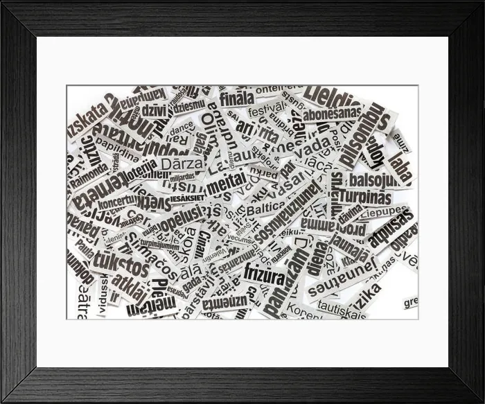 Framed Print : Random latvian Newspaper headline clipping background Framed Print : Random latvian Newspaper headline clipping background