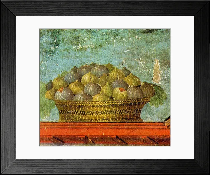 Framed Print : English: Fresco of a basket of figs at Villa Poppaea Framed Print : English: Fresco of a basket of figs at Villa Poppaea